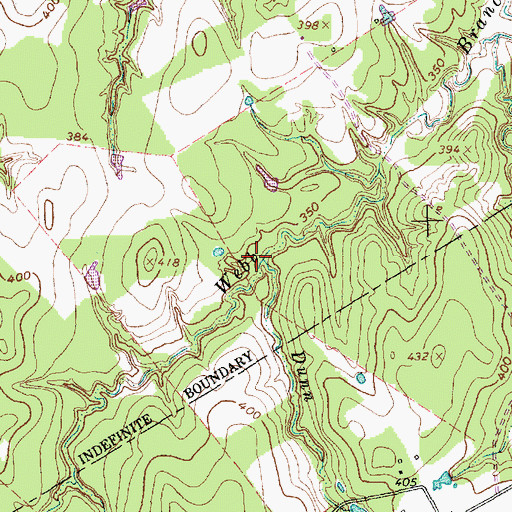 Topographic Map of Dunn Branch, TX