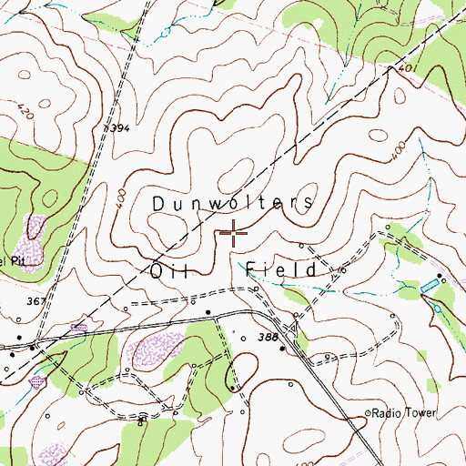 Topographic Map of Dunwolters Oil Field, TX