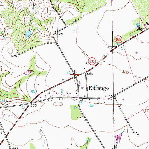 Topographic Map of Durango, TX
