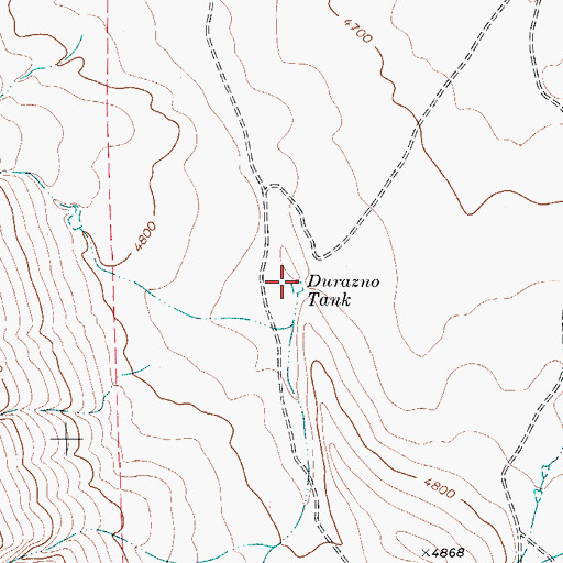 Topographic Map of Durazno Tank, TX