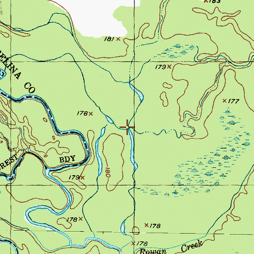 Topographic Map of Durham Creek, TX