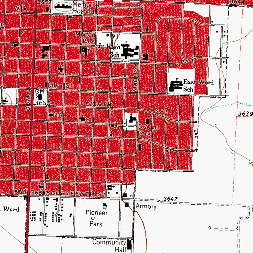 Topographic Map of Durrett Park, TX