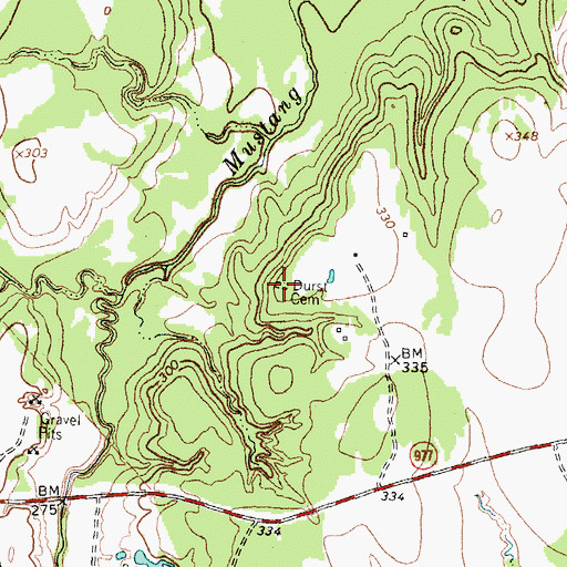 Topographic Map of Durst Cemetery, TX