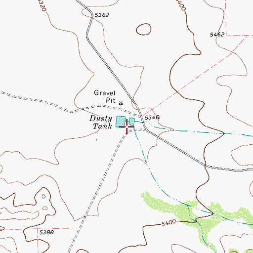 Topographic Map of Dusty Draw, TX