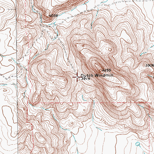 Topographic Map of Dutch Windmill, TX