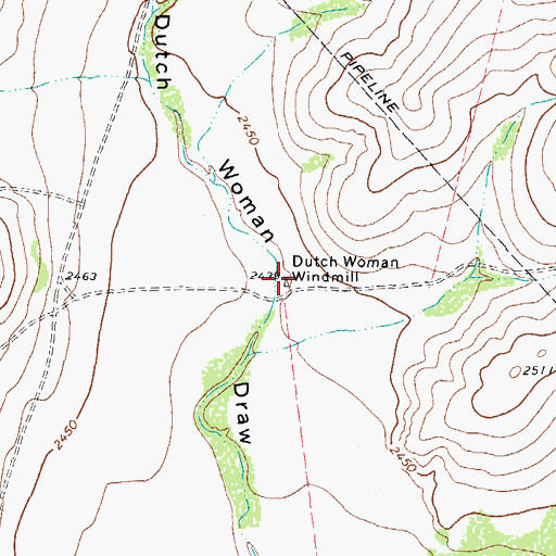 Topographic Map of Dutch Woman Windmill, TX