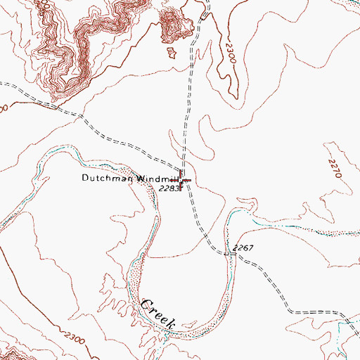 Topographic Map of Dutchman Windmill, TX