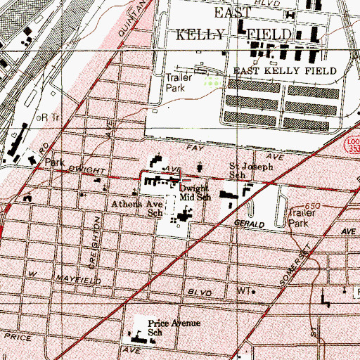 Topographic Map of Dwight High School, TX