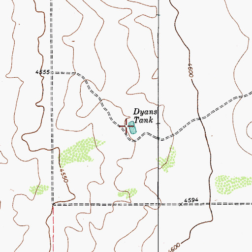 Topographic Map of Dyans Tank, TX