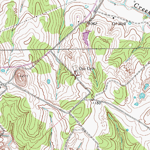 Topographic Map of Dye Cemetery, TX
