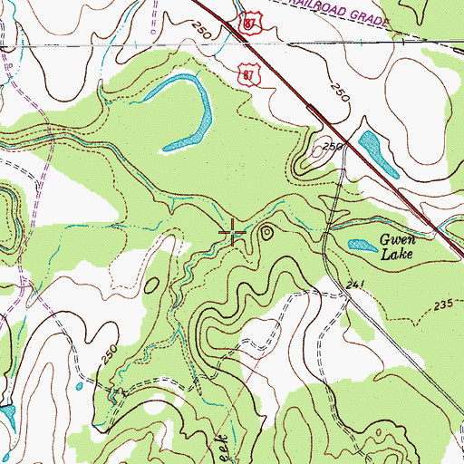 Topographic Map of Dykes Creek, TX