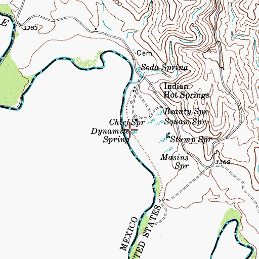 Topographic Map of Dynamite Spring, TX