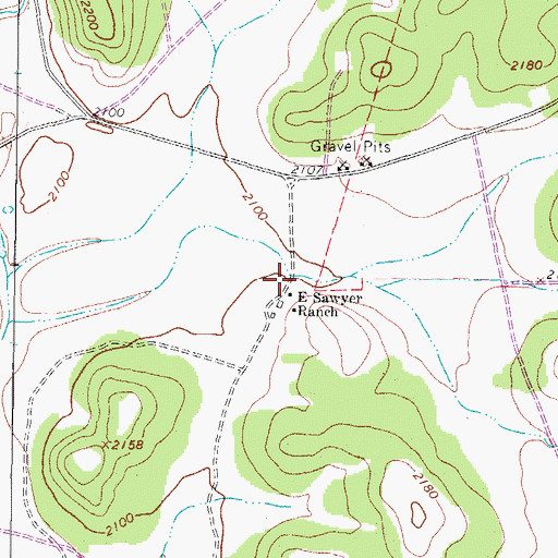Topographic Map of E Sawyer Ranch, TX