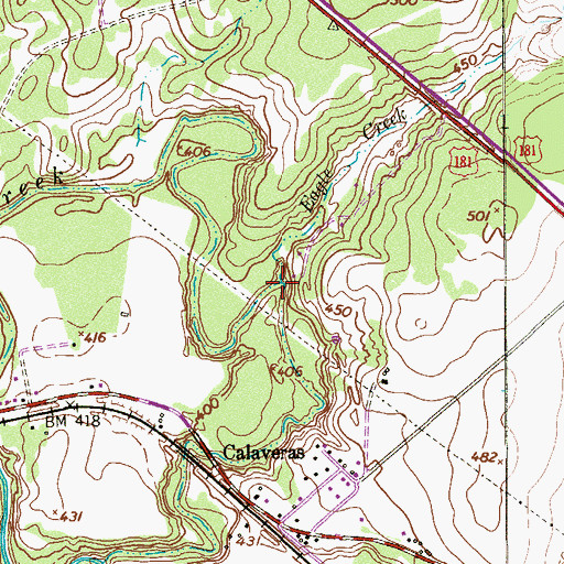 Topographic Map of Eagle Creek, TX