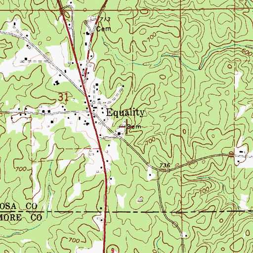 Topographic Map of Bethel Cemetery, AL