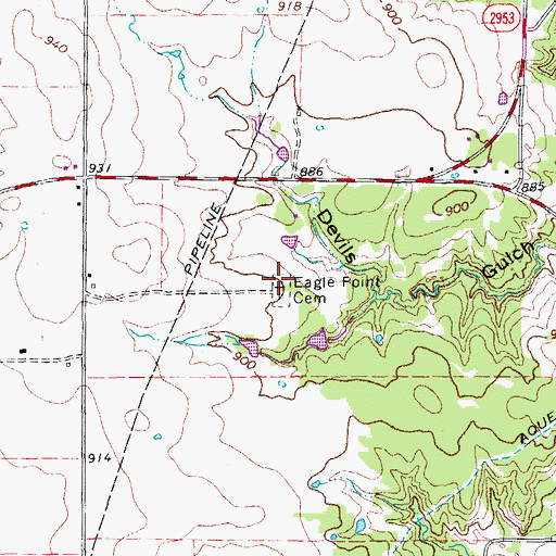 Topographic Map of Eagle Point Cemetery, TX