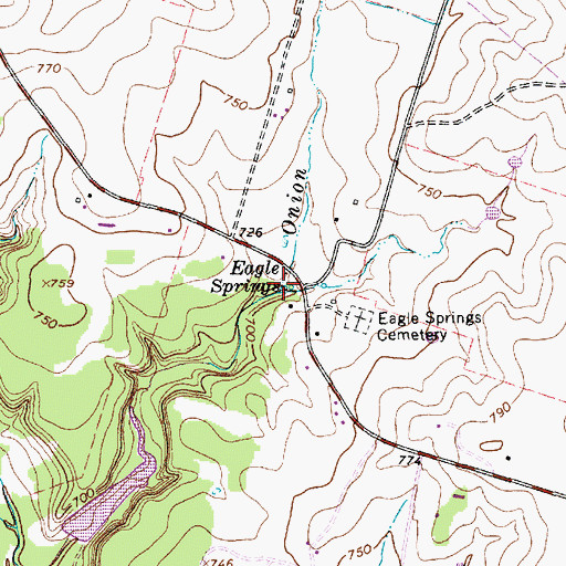 Topographic Map of Eagle Springs, TX