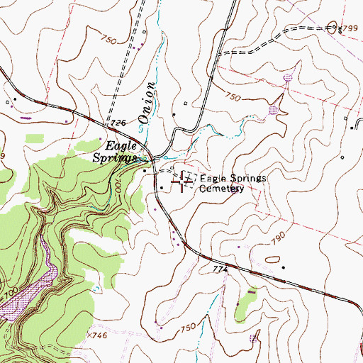 Topographic Map of Eagle Springs Cemetery, TX