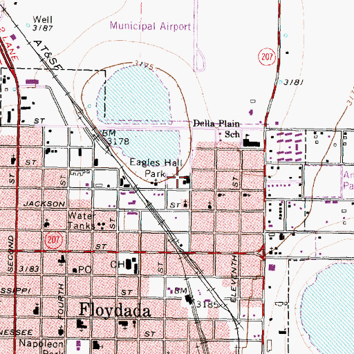 Topographic Map of Eagles Hall Park, TX