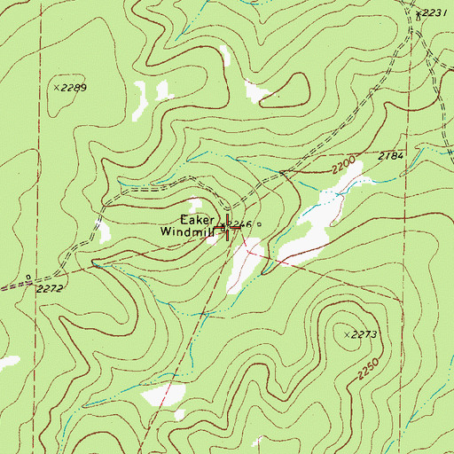Topographic Map of Eaker Windmill, TX