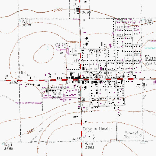 Topographic Map of Earth, TX