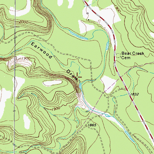 Topographic Map of Earwood Draw, TX