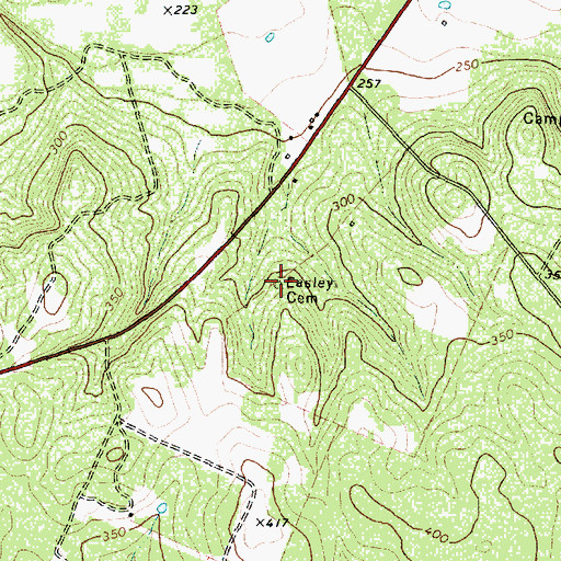 Topographic Map of Easley Cemetery, TX