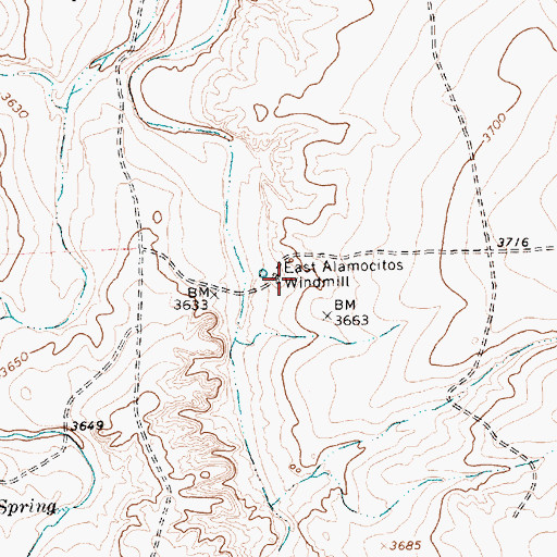 Topographic Map of East Alamocitos Windmill, TX