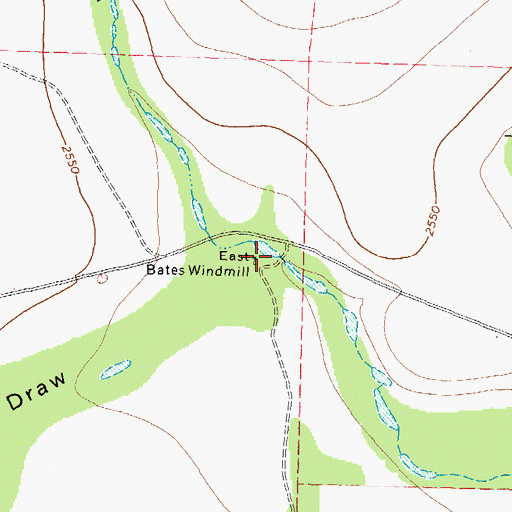 Topographic Map of East Bates Windmill, TX