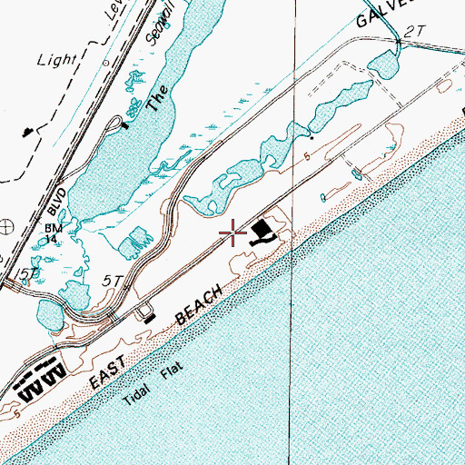 Topographic Map of East Beach, TX