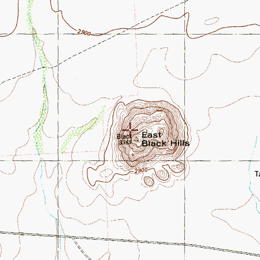 Topographic Map of East Black Hills, TX