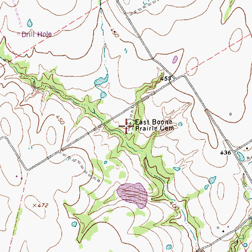 Topographic Map of East Boone Prairie Cemetery, TX