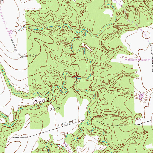 Topographic Map of East Branch Cedar Creek, TX