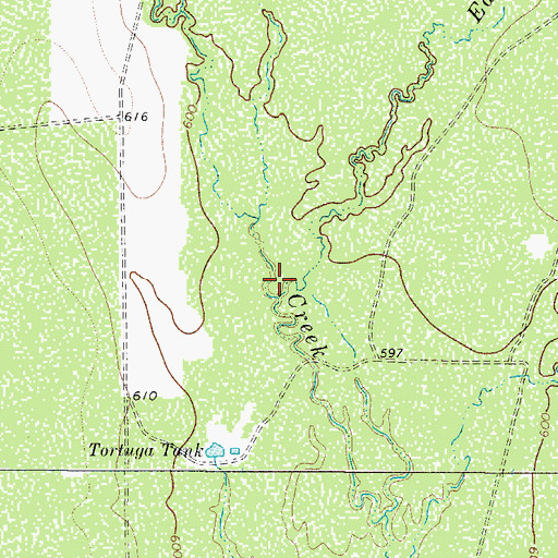 Topographic Map of East Branch Tortuga Creek, TX