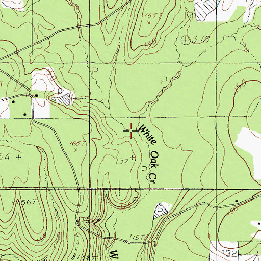 Topographic Map of East Branch White Oak Creek, TX