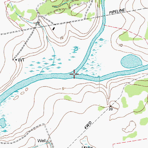 Topographic Map of East Carancahua Creek, TX