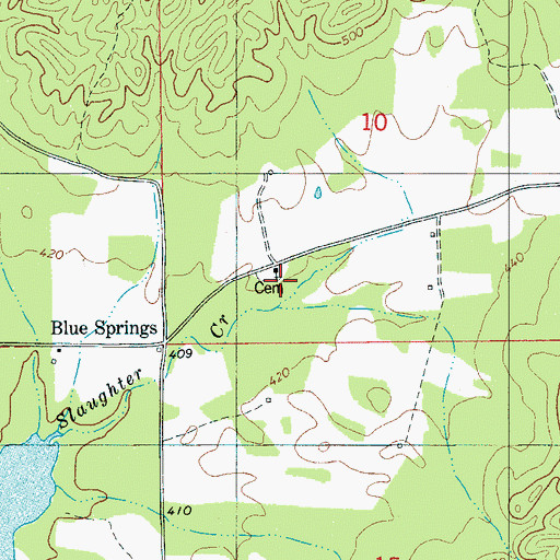 Topographic Map of Blue Springs Church, AL