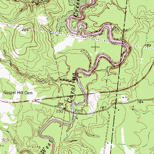 Topographic Map of East Carolina Creek, TX