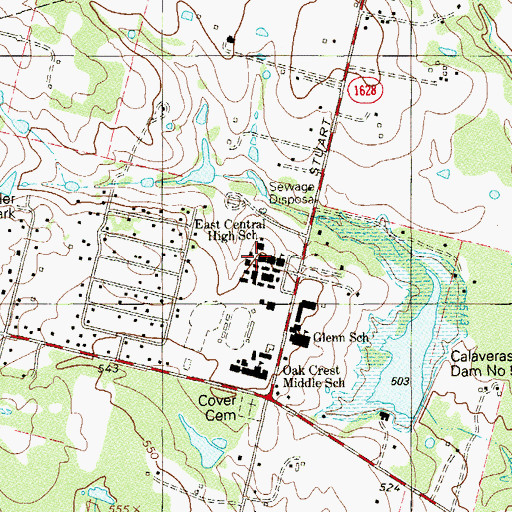 Topographic Map of East Central High School, TX