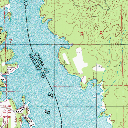 Topographic Map of Blue Springs Fish Camp, AL