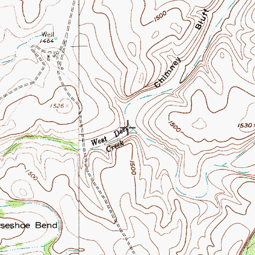Topographic Map of East Deep Creek, TX