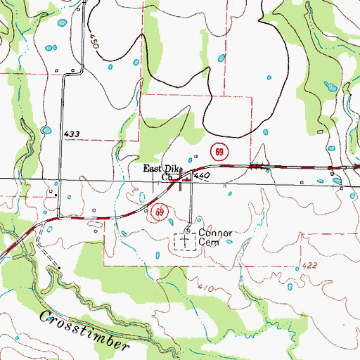 Topographic Map of East Dike Church, TX
