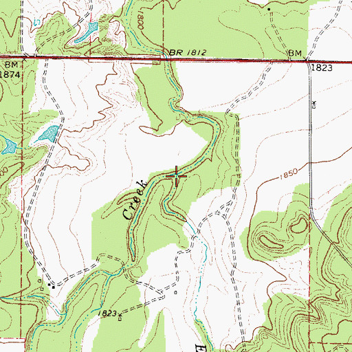 Topographic Map of East Elm Creek, TX