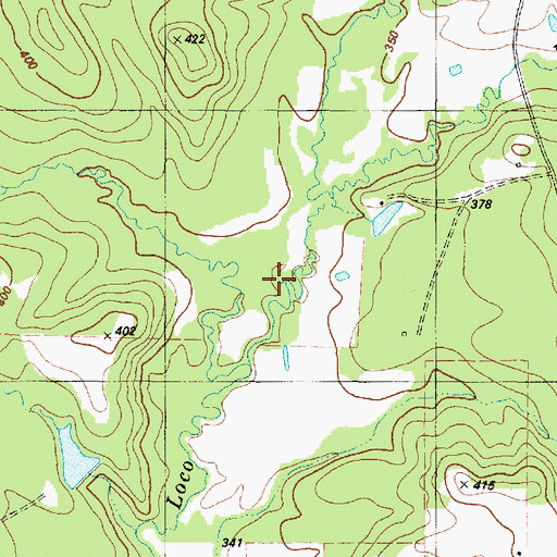 Topographic Map of East Fork Bayou Loco, TX
