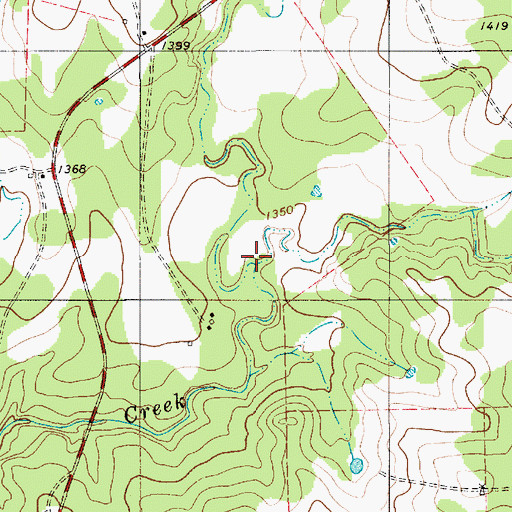 Topographic Map of East Fork Bull Creek, TX