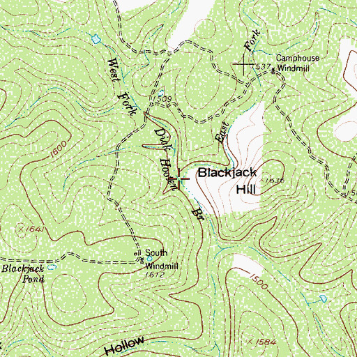 Topographic Map of East Fork Dick Hooten Branch, TX