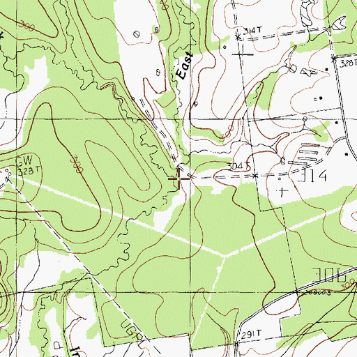 Topographic Map of East Fork Indian Creek, TX