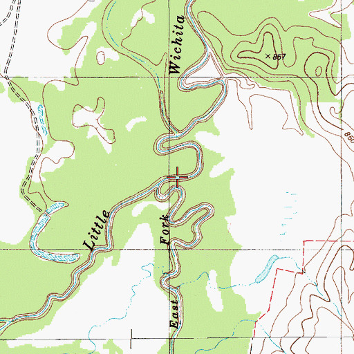 Topographic Map of East Fork Little Wichita River, TX