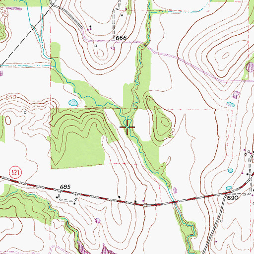 Topographic Map of East Fork Pilot Grove Creek, TX