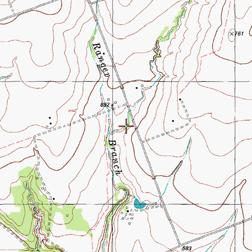 Topographic Map of East Fork Ranger Branch, TX